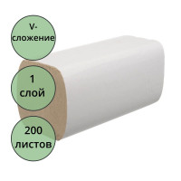 Полотенце бумажное Система H3 V-сложение 1-сл 200л белое (21*21,6см) (Ст.20) Veiro