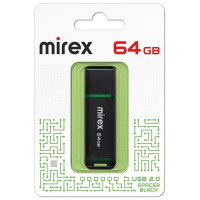 Флеш диск 64GB USB 2.0 Mirex SPACER, черный