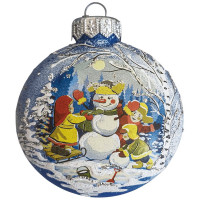 Украшение на ёлку стекло (форма Медальон) 06см "Детские забавы" п/у арт.КУ-80-254059