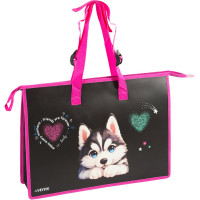 Папка А3 текстиль на молнии ручка-тесьма широкая боковина с регулируемым ремнем (deVENTE) Cute Husky арт 3075511