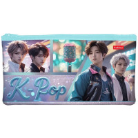 Пенал-косметичка 1 отделение плоский (Hatber) K-pop music мягкий 205х110мм арт.NPk_63195