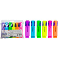 Маркер флуорисцентный  Attomex 1-5мм набор 6шт желтый/зеленый/оранжевый/розвый/голубой/сиреневый арт.5045407