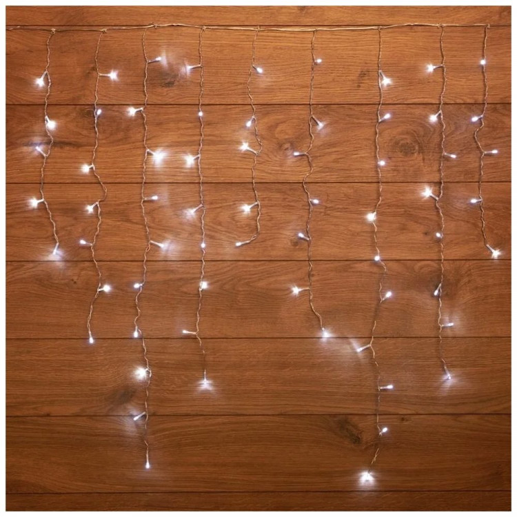 Гирлянда эл.д/дома занавес Бахрома 3*0,3/0,8м 200LED цв.белый (с.провод) арт.255-065