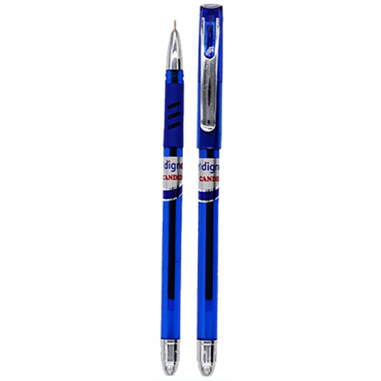 Ручка шариковая  прозрачный корпус  резиновый упор DIGNO CANDID син/масл игла 0,7мм, арт.DG-10131 (Ст.10/1400)