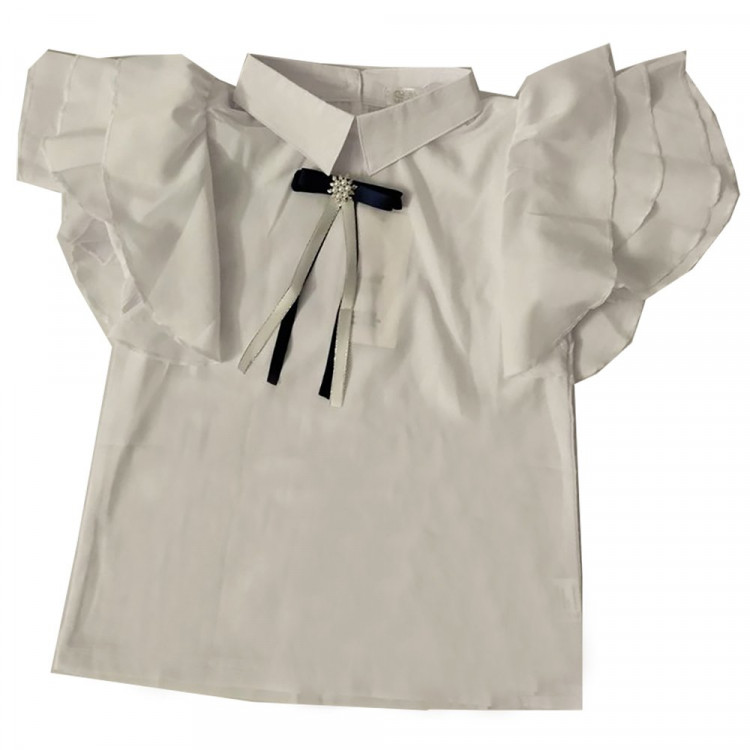 Блузка для девочки (Sasha style) короткий рукав цвет белый арт.SM03A/003 размерный ряд 30/122-38/146