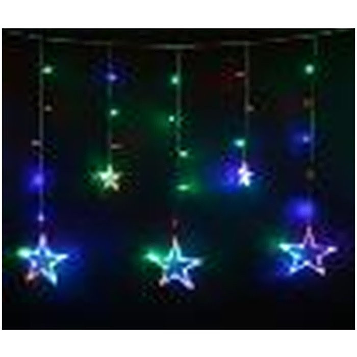 Гирлянда электрическая для дома занавес Бахрома 2,5м*0,6/0,9м 136LED "Звезда" цвет теплый белый 8режимов (можно соединять) арт.113-022