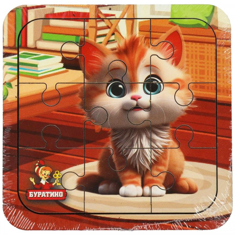 Пазл деревянный Котенок(Буратино) 10*10 см арт.BRT11