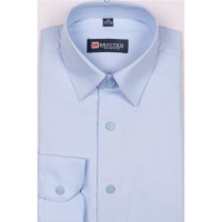 Сорочка детская приталенная длинный рукав размерный ряд 29/116-122-36/158-164  цвет голубой Brostem арт.3LBD1+2d** на кнопках