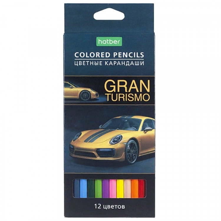 Карандаши цветные (Hatber) ECO Gran Turismo 12 цветов шестигранные арт.CS_070882
