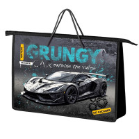 Сумка пластик А4 (Оникс) на молнии ручка-шнур арт ПТ-15-4 Авто гранж широкая боковинка