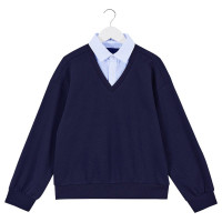 Джемпер-обманка для мальчика (Делорас) арт.71650G размер 34/134-44/164 цвет темно-синий/голубой ворот