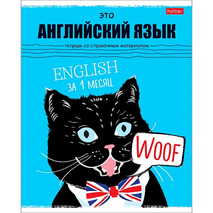 Тетрадь предметная 48 листов (Hatber) Черный кот Английский язык арт.48Т5Вd1_26694
