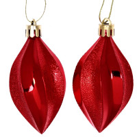 Украшение декор.подвеска пластик "Капля граненая. Очарование" 08см  02шт/наб. цв.красный арт.916-899