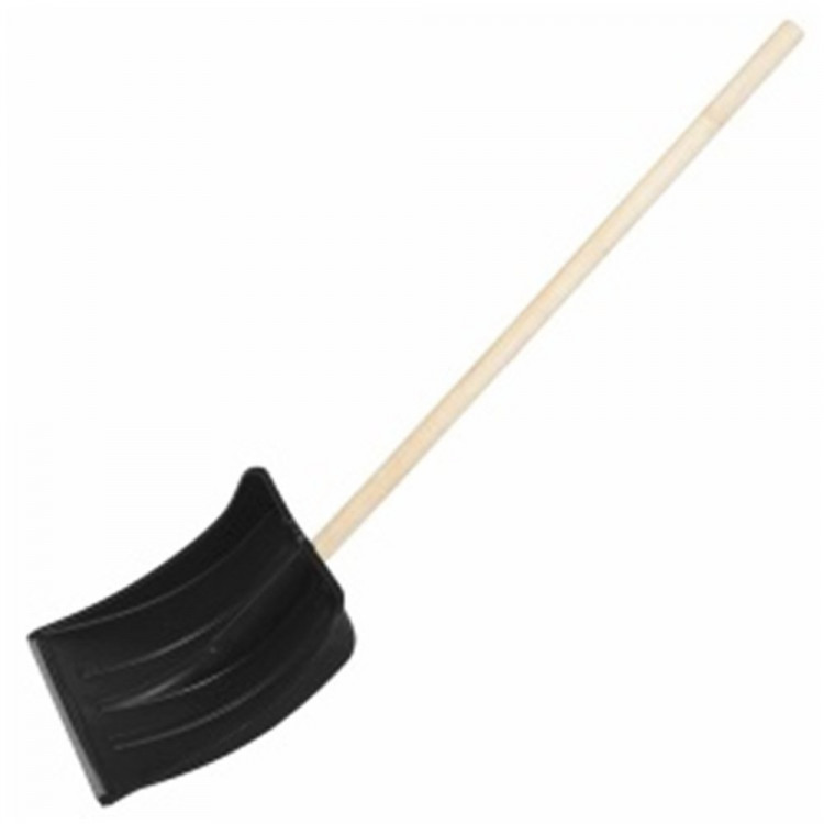Лопата снеговая пластик 380*380 мм с черенком дерево с оцинк. наконечником