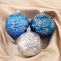 Набор шаров 03шт 06см "Разия" серебристо-синий арт.4962669