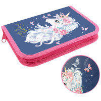 Пенал 1 отделение с откидной планкой (ОНИКС) ПКК 07-19 Единорог с бабочками 190х130мм ламиннированный картон