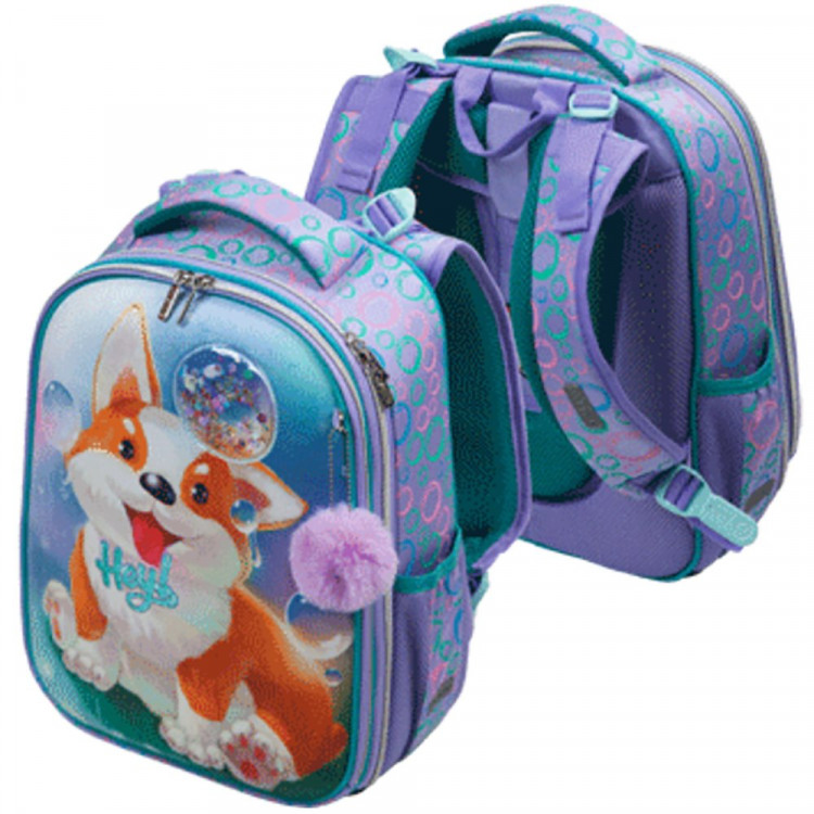 Ранец для девочек школьный (deVENTE) Choice. Hey Corgi + брелок 38x28x16см арт.7033324