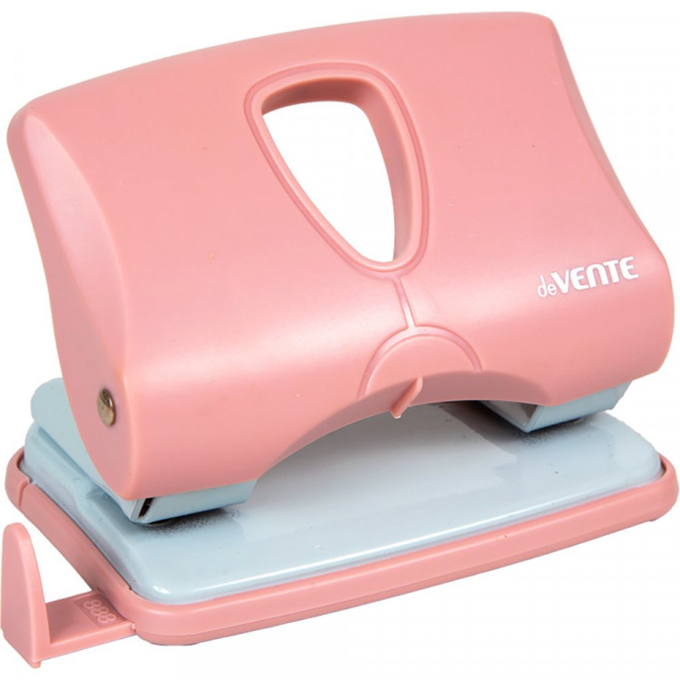 Дырокол (20л) deVENTE пластиковый с линейкой sigNATURE пудрово-розовый арт.4020513