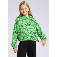 Толстовка для девочки артикул CLE 846455/71ун размер 34/134-42/158 цвет светло-зеленый/черный