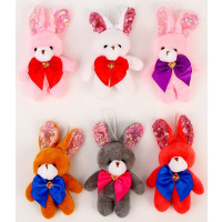 Игрушка мягкая "Зайчик с бантиком" на подвесе цв.МИКС арт.7838707