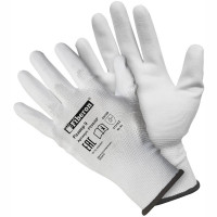 Перчатки "Для точных работ", полиэстер, полиуретановое покрытие, 9(L), белые, Fiberon, PSV036P