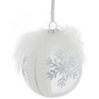 Шар пластик 08см "Перышко страуса" цв.белый/прозрачн. арт.763952