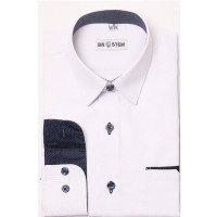 Сорочка детская приталенная длинный рукав размерный ряд 29/116-36/158-164  цвет белый Brostem арт.1LD034+4d**