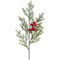 Украшение декоративное "Ветка. Хвоя, ягоды" 44см заснеженная арт.226-1020