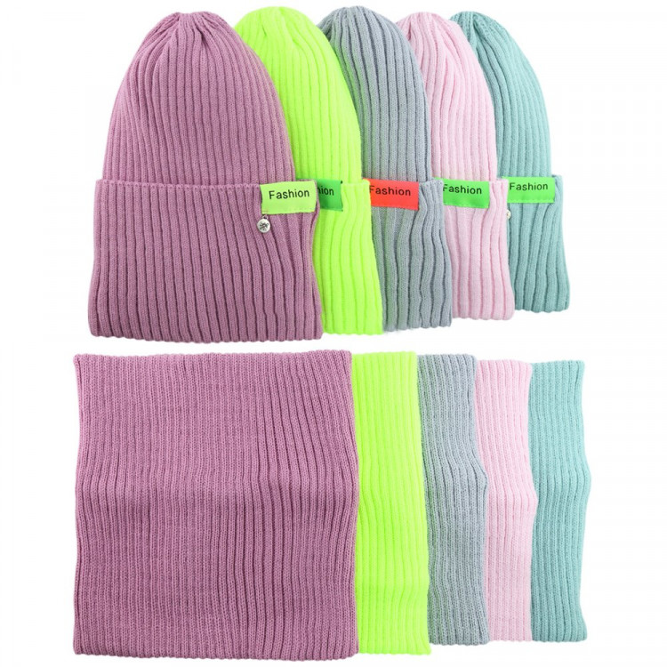 Комплект демисезоный для девочки (Полярик) арт.L-30 размер 50-54 (шапка+снуд) цвет в ассортименте