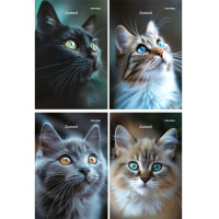 Блокнот А6 мягкая обложка скоба 24 листа (Prof-Press) Портретные фото котов ассорти арт.Б24-4695