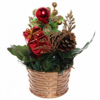 Композиция новогодняя настольная в горшочке "Волшебный праздник" 12*10см арт.185-0062