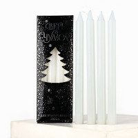 Свеча коническая гладкая 15см 04шт/наб. "Новый год. Уютной зимы" цв.белый арт.10393549