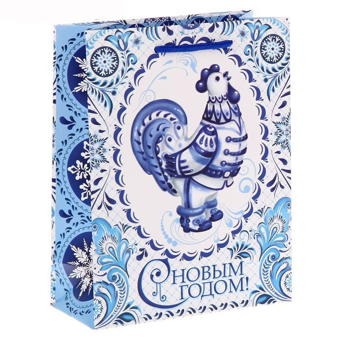 Пакет подарочный 18*23см бумаж. Гжель арт.1299831