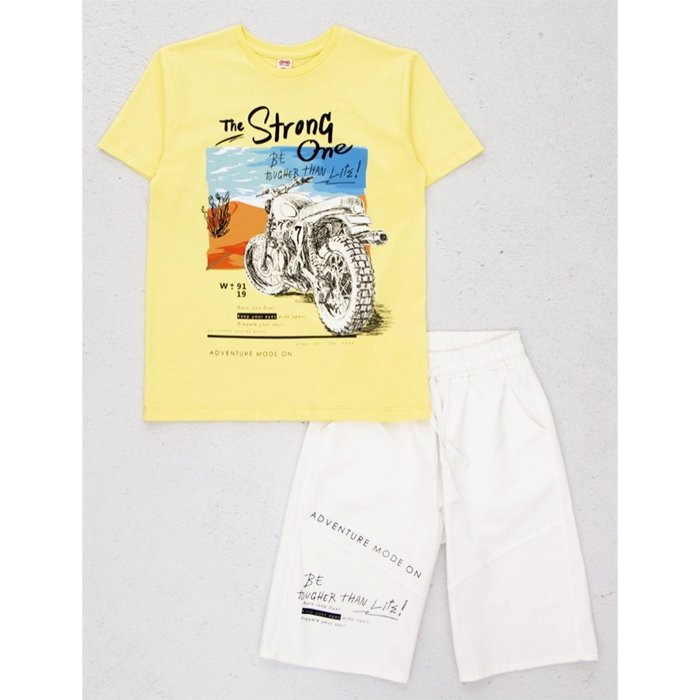 Комплект для мальчика арт.DMB 7394/7395 размер 32/128-44/164 (футболка+шорты) цвет желтый
