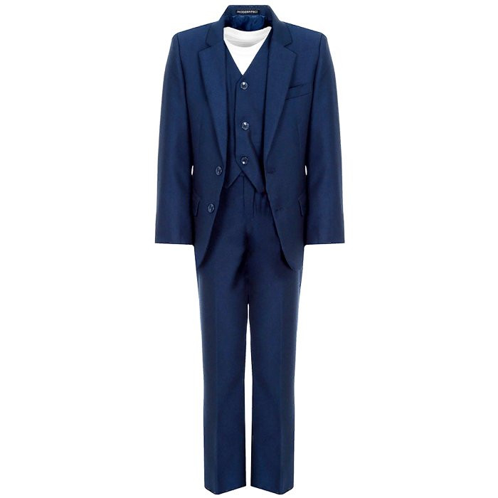 Костюм для мальчика (ТИТАН) классический силуэт (пиджак/жилет/брюки) арт.26534-52 размер 28/116-40/152 цвет синий