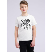 Футболка для мальчика арт.CLE 846591кд_п размер 34/134-42/158 цвет меланж светло-серый