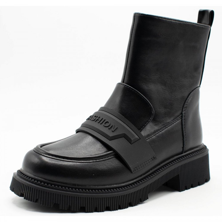Ботинки для девочки (ИРИНА) цвет черный верх-искусственная кожа подкладка - байка размерный ряд 31-38 артикул kok-EM1-25