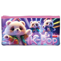 Пенал-косметичка 1 отделение плоский (Hatber) K-pop мишки мягкий 205х110мм арт.NPk_63200
