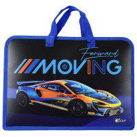 Сумка пластик А4 (Оникс) на молнии ручка-тесьма арт ПТ-14-4 Автоспорт широкая боковинка