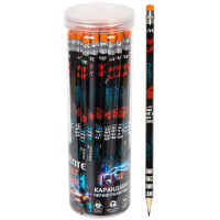 Карандаш черно-графитный deVENTE с ластиком HB Fast Or Last корпус трехгранный арт.5032503