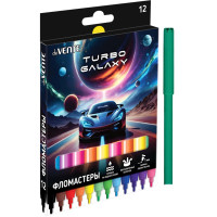 Фломастеры (deVENTE) Turbo Galaxy 12 цветов вентилируемый колпачок картонная коробка арт.5081627