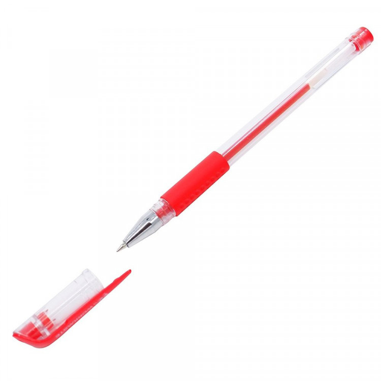 Ручка гелевая проз.корп. рез.упор. (Workmate) красный, 0,5мм арт.14-9967 (Ст.50)