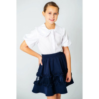 Блузка для девочки (Делорас) короткий рукав цвет белый арт.63881CS размерный ряд 30/122-34/134