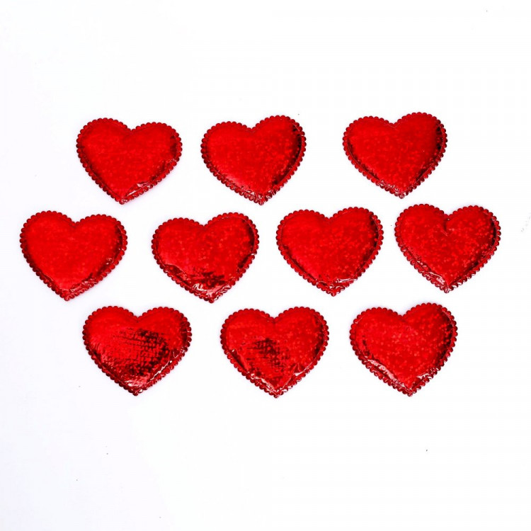 Сердечки декоративные, набор 10шт 4,5*3,1см красный арт.7532267