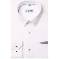 Сорочка детская приталенная длинный рукав размерный ряд 29/116-36/158-164  цвет белый Brostem арт.1LD127+5d