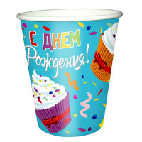Стаканы бумажные "Капкейки" 06шт/наб 200мл арт.6072926