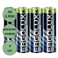 Батарейки Ergolux LR06 (АА) алкалиновые BL4 (цена за упаковку) (Ст.60) без блистера
