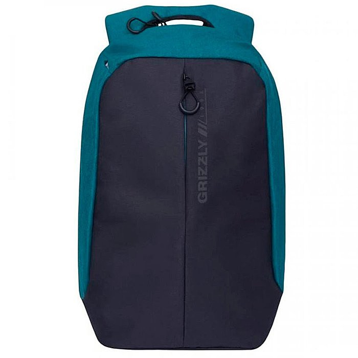 Рюкзак для мальчика (Grizzly) арт.RQ-920-1 черный-бирюзовый 31х45х14 см