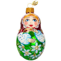 Украшение на ёлку стекло (серия Премиум) 09,5см "Матрёшка расписная" п/у арт.ФУП4-2430