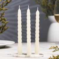 Свеча коническая витая 15см 03шт/наб. "Праздник" цв.белый арт.3636072